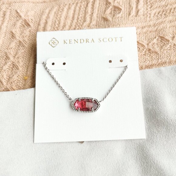 Kendra Scott - Elisa Berry red glass Necklace Silver - Picture 1 of 4